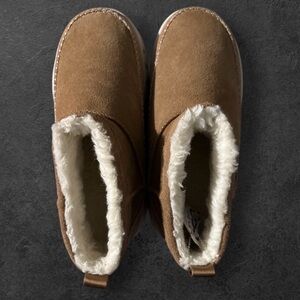 UGG Venture Daze Ultra Mini Fur Ankle Boots, W10 Chestnut Brown Suede Slip On